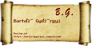 Barhó Györgyi névjegykártya